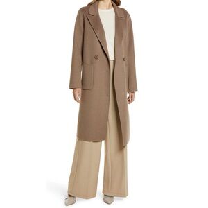 Halogen Double Face Wool Coat - Brown Shiitake - Size XS